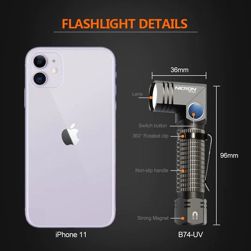 Nicron B74UV磁吸曲頭白光及UV電筒