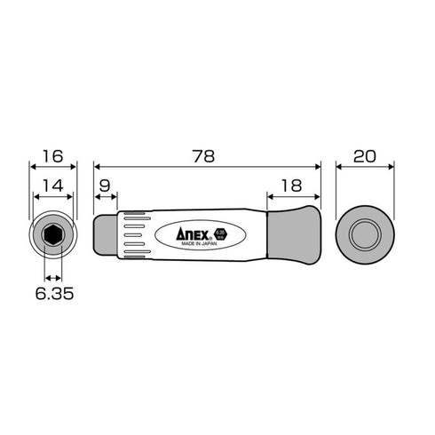 Anex 3610-H可換桿式精密批咀手柄 (淨柄)