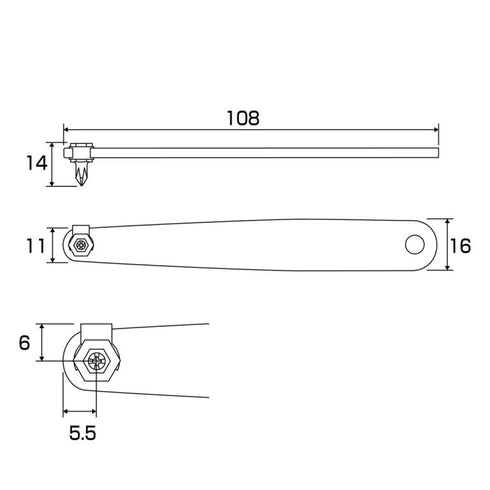 Anex 6102超薄橫向扳手 (+0x14mm厚)