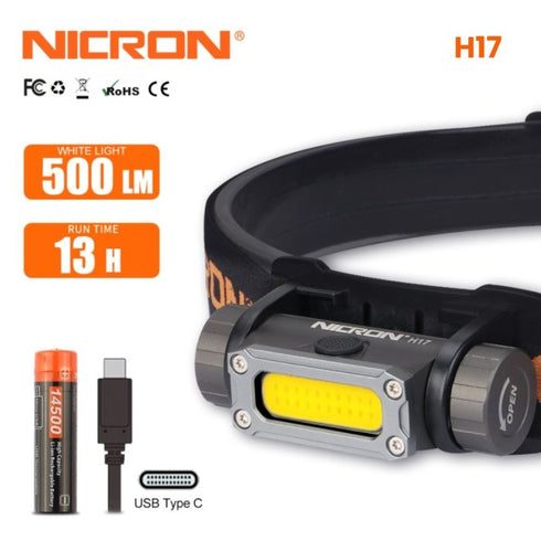 Nicron H17泛光充電頭燈