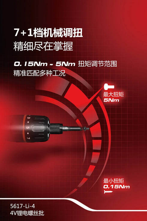 大有Devon 5617 4V鋰電7+1調檔充電批 (5Nm)