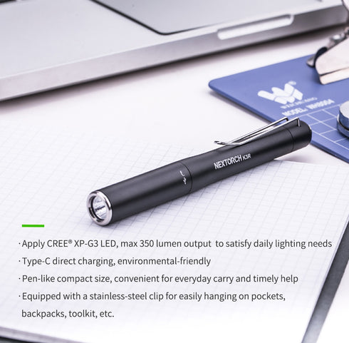 NEXTORCH Type-C直充筆形手電筒K3R