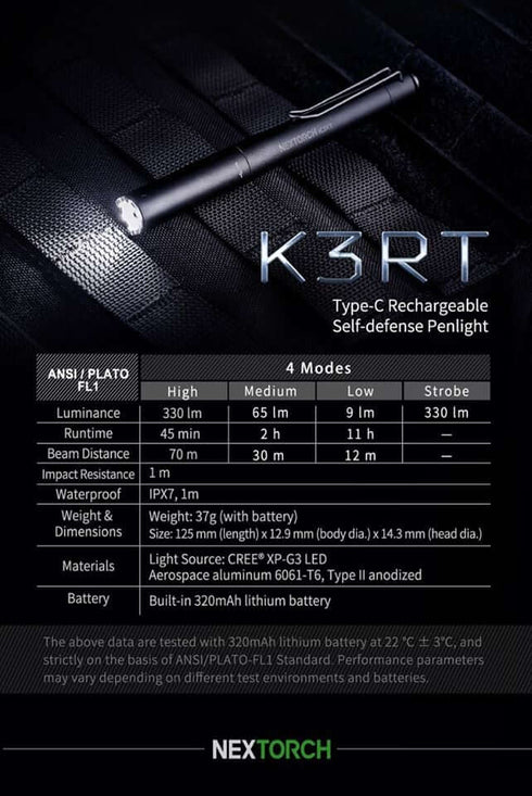 NEXTORCH 安全求生筆形手電筒K3RT