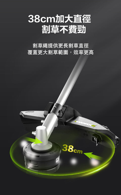 威克士Worx WD184 20Vx2 無刷多功能更換式割草機