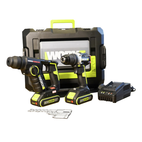 威克士Worx WU938 20V 無刷二用電錘及電批孖裝