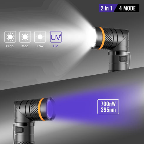 Nicron B75磁吸曲頭白光及UV電筒