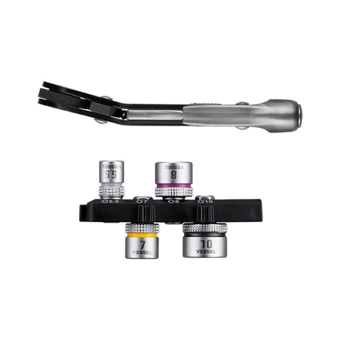 Vessel TD-26B外曲橫向棘輪手柄連4個套筒(卜頭)套裝