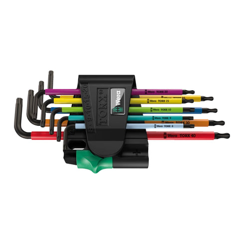 Wera 967/9 TORX BO Multicolour 1 9支裝彩黑波頭有孔及無孔星匙