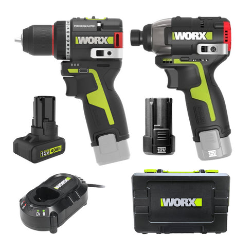 威克士Worx WU927 12V電鑽及起子電批孖寶WU135 + WU132X (4Ah+2Ah電池套裝)