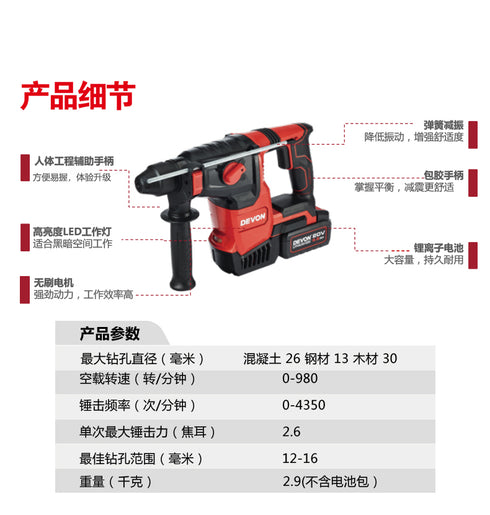 大有Devon 5402 20V鋰電無刷重型油壓鑽