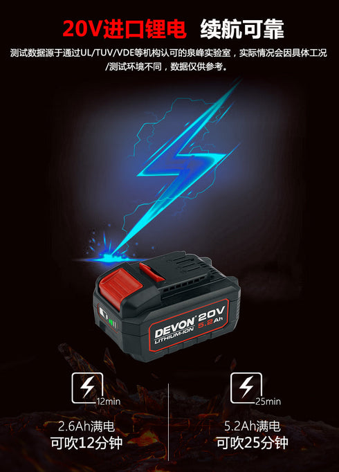 大有Devon 4712 20V鋰電無刷調速吹風機