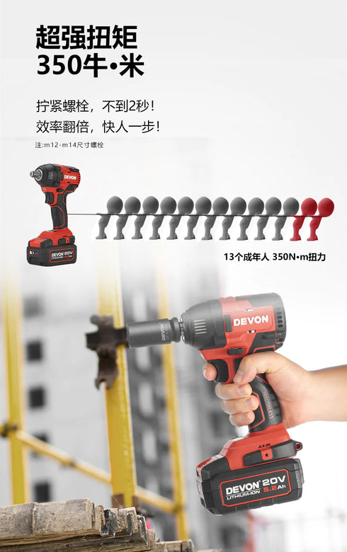 大有Devon 5733 20V鋰電無刷衝擊扳手