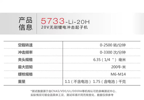 大有Devon 5733 20V鋰電無刷衝擊起子